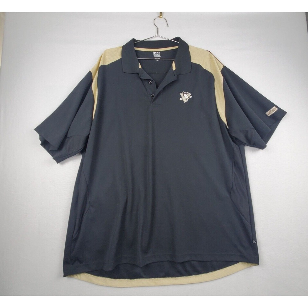 Pittsburgh Penguins Lee‎ Polo Shirt Men's 2XL Black 100% Polyester  Short Sleeve